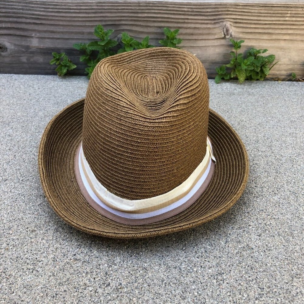 RIMA BEACH WORLD Fedora Hat 100% Straw Hat Brown Cap Summer​​​​​